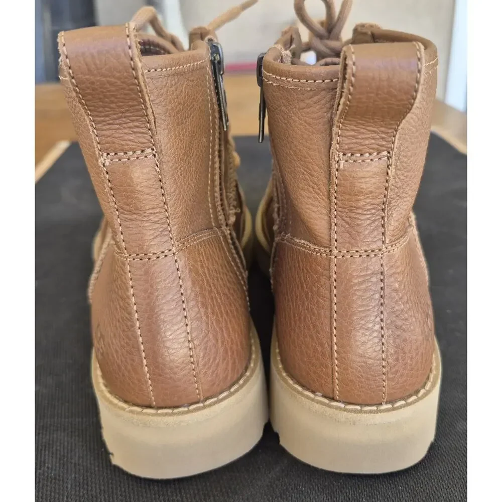 UGG Brown Leather Deconstructed Lace Up Combat Boots Size 7 New No Box